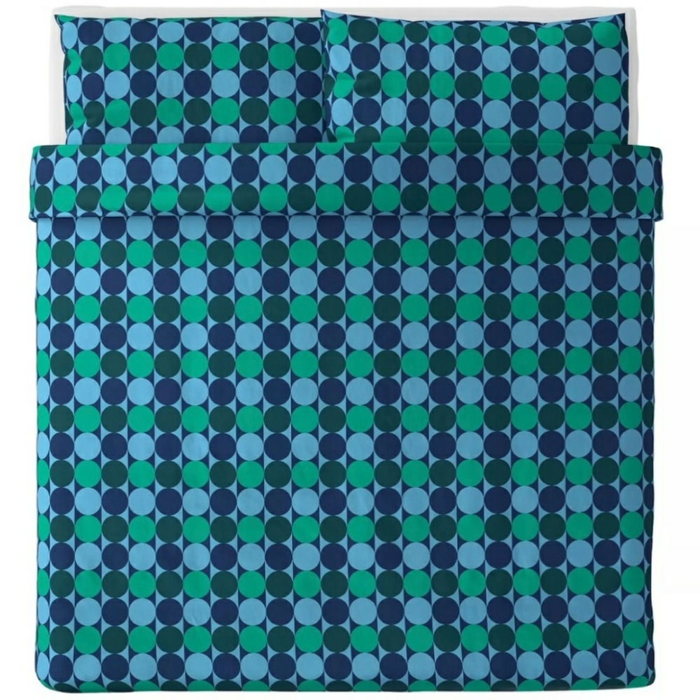 IKEA KING DUVET COVER NEW GEOMETRIC BLUE PRINT